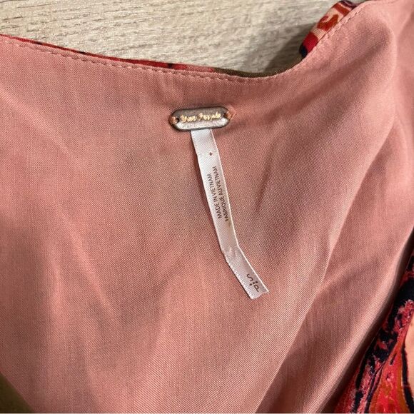 Free People Orange Patterned Lennon Button Down Ruffle Maxi Dress Size S - Picture 3 of 5